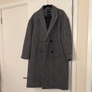 Madewell Black and White Herringbone Trench Coat